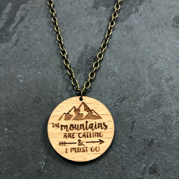Wooden Mountains Pendant on 10” chain. - Picture 1 of 3